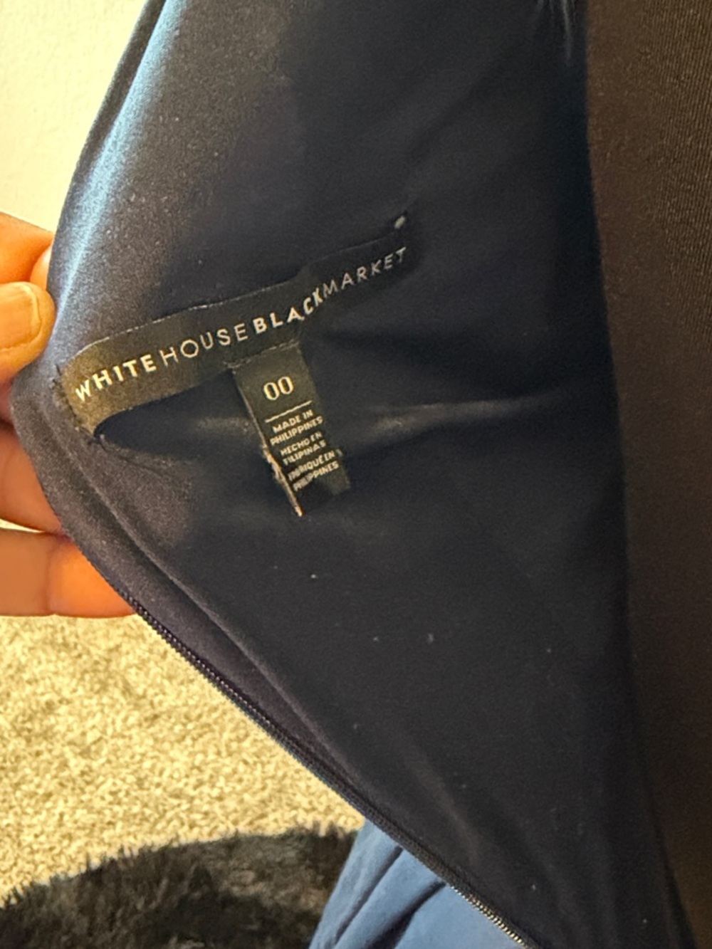 White House Black Market Navy V-Neck Fit & Flare Mini Dress - Picture 3 of 3